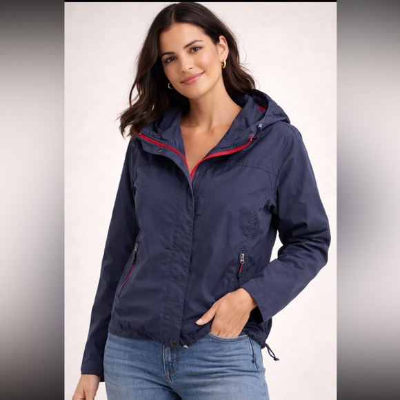 L.L. Bean Jackets & Blazers - L.L.Bean Women’s Hooded Jacket Navy Red | Lightweight Utility Shell | Size L